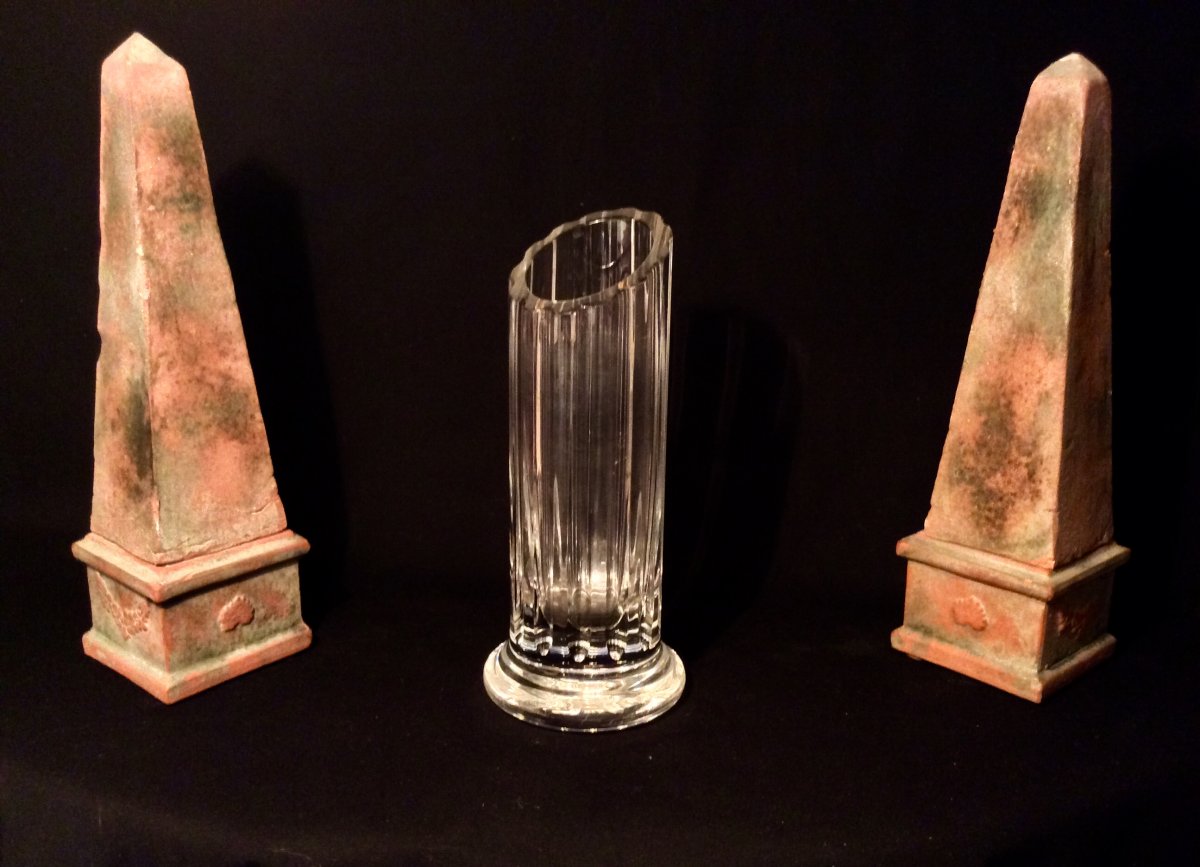 Vase En Cristal de DAUM En Forme De Colonne Tronquée -photo-3