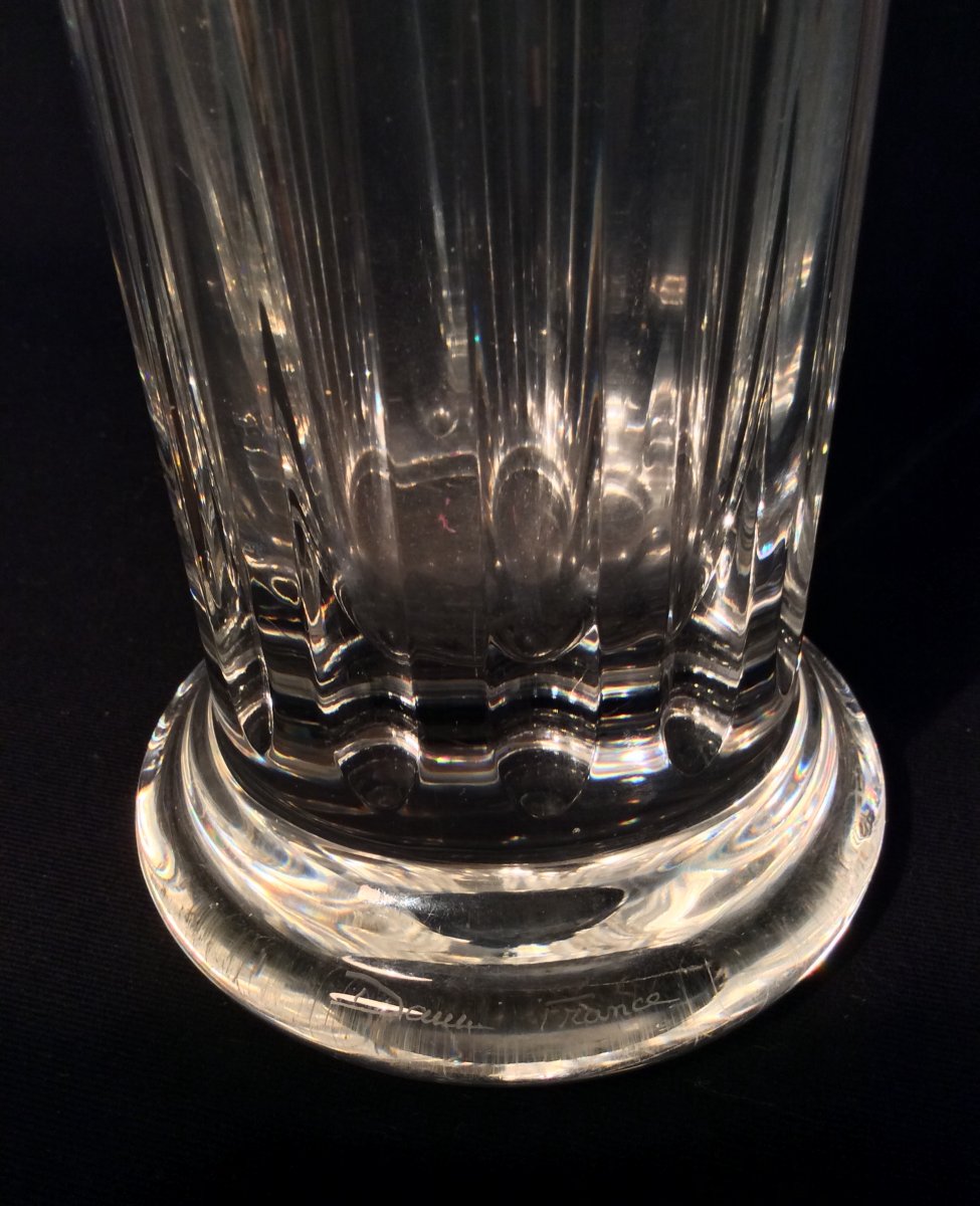 Vase En Cristal de DAUM En Forme De Colonne Tronquée -photo-2