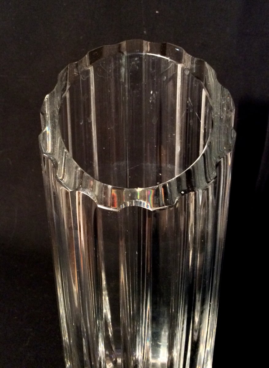 Vase En Cristal de DAUM En Forme De Colonne Tronquée -photo-3