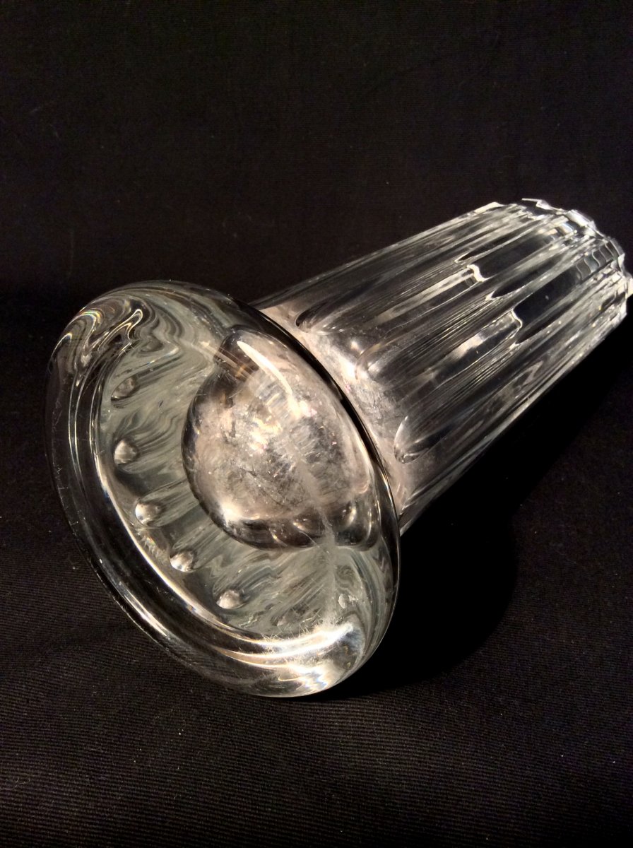 Vase En Cristal de DAUM En Forme De Colonne Tronquée -photo-5