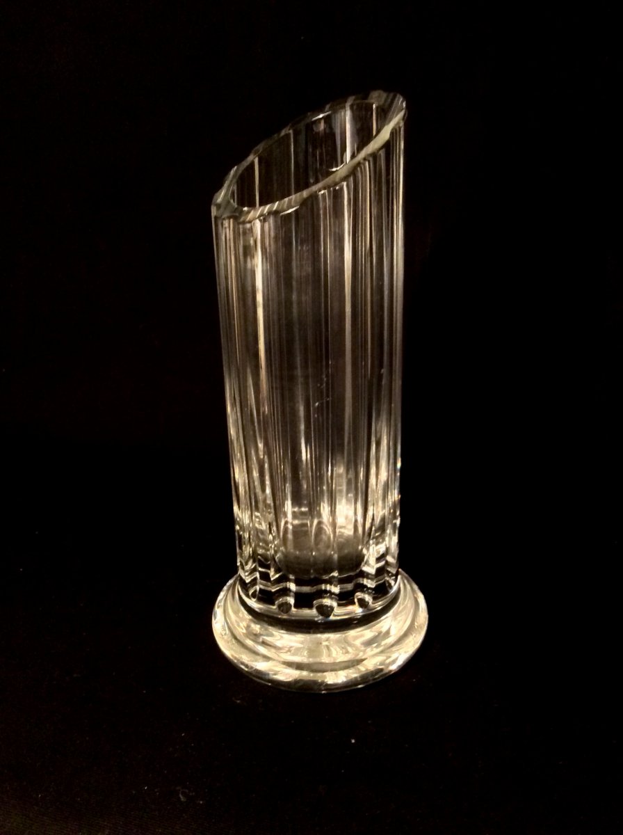 Vase En Cristal de DAUM En Forme De Colonne Tronquée 