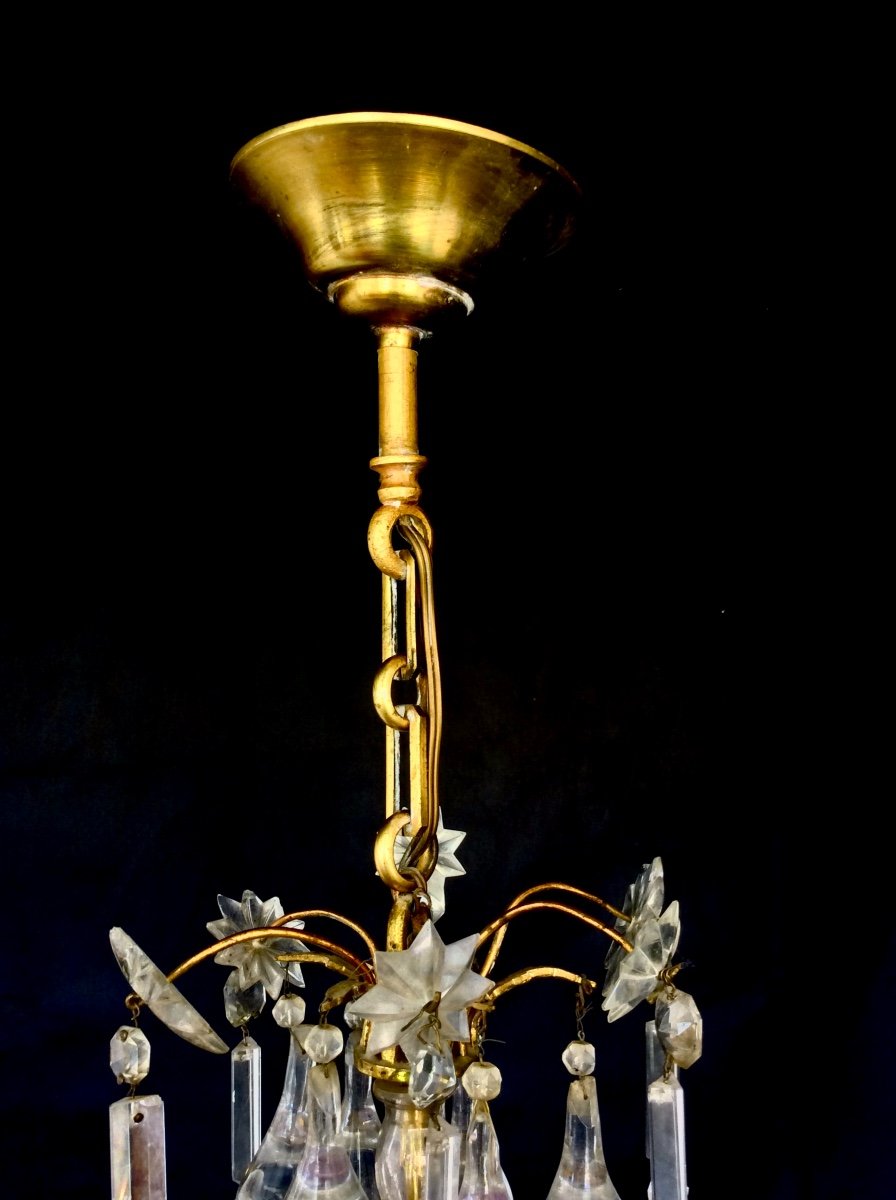 Lustre 5 Branches à Pendeloques Et Gouttes Circa XIXème -photo-1