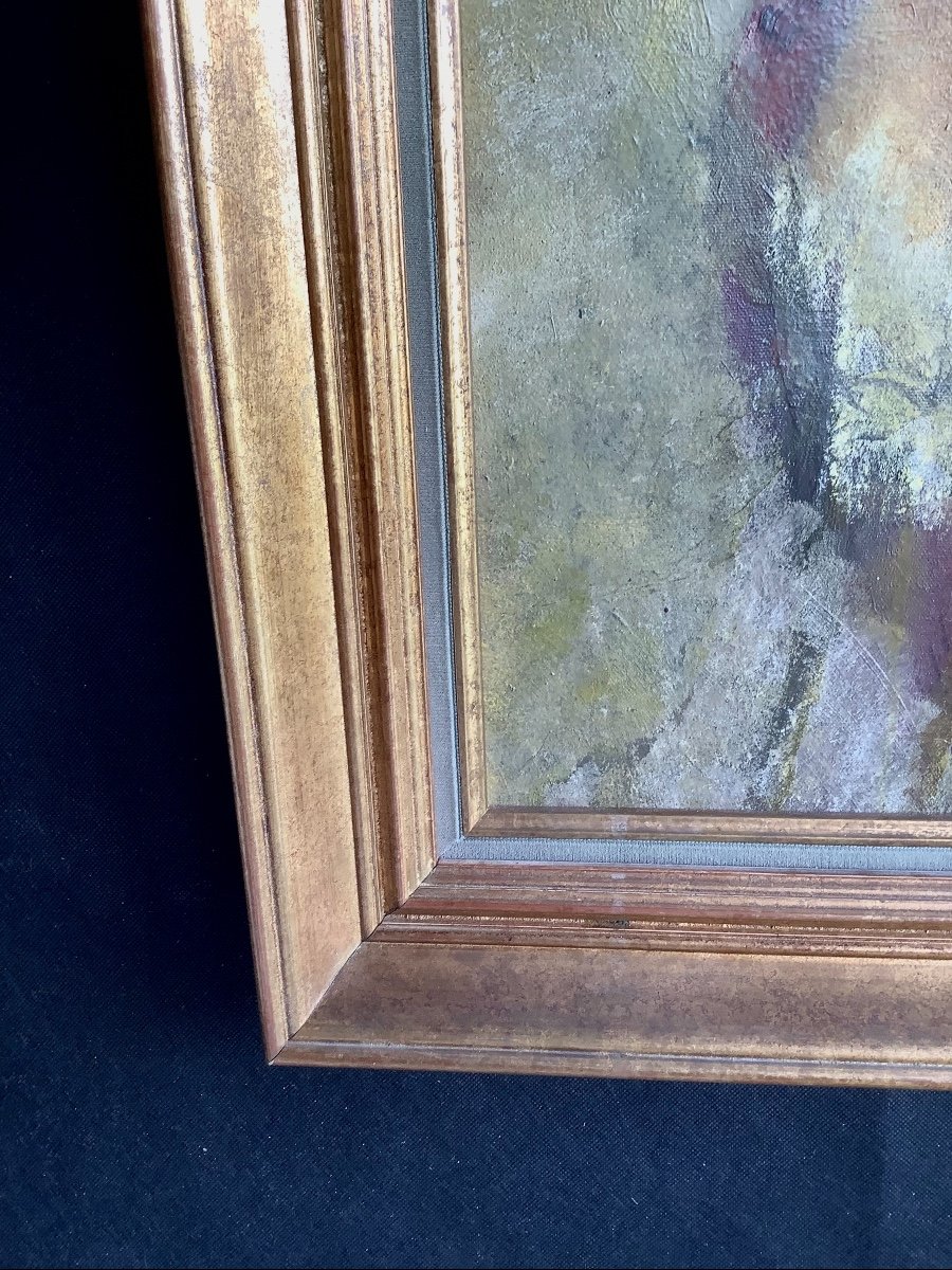 Huile Sur Toile Buste De Femme à l'Antique XX Eme -photo-5