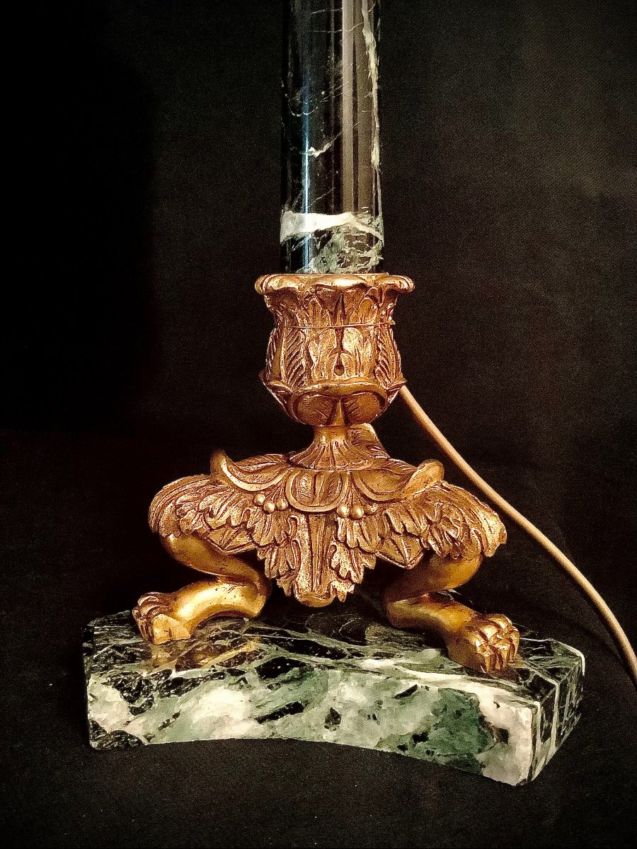 Paire De Flambeaux Montés En Lampe d'époque Restauration -photo-3