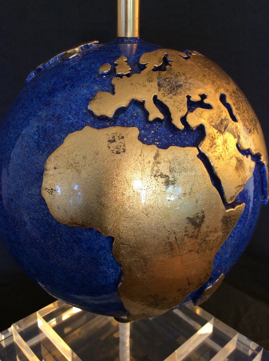 Globe Earth Lamp From The 1980s.-photo-4