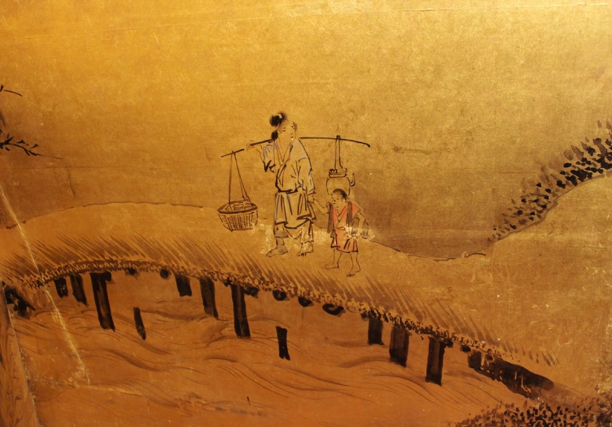 Large Japanese Screen Byobu From The End Of The Eighteenth Beginning Of The XIX-photo-4