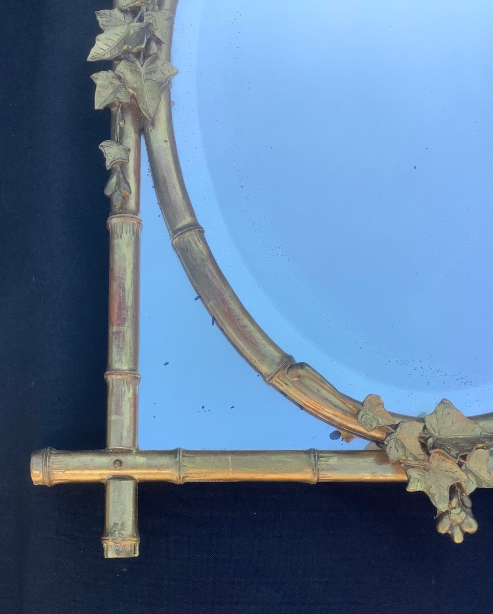 Miroir Aux Bambous Et Médaillon d'époque Napoléon III-photo-4