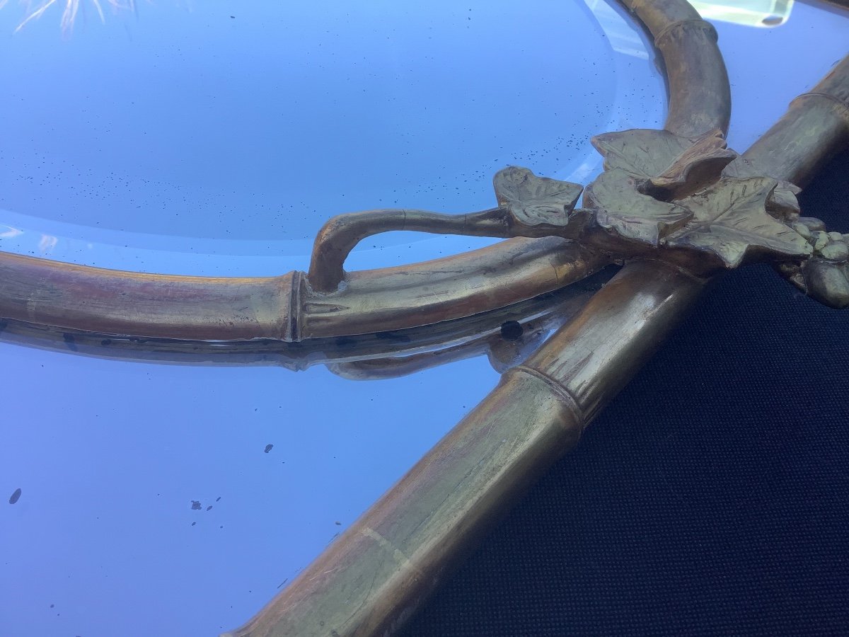 Miroir Aux Bambous Et Médaillon d'époque Napoléon III-photo-5