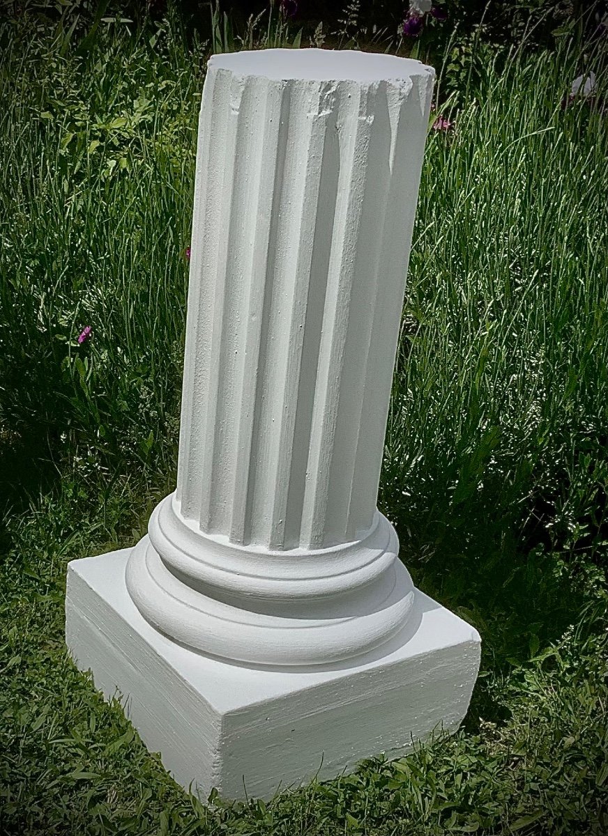 Pair Of Fluted Columns In Ionic Style Plaster Late XIX Eme-photo-5