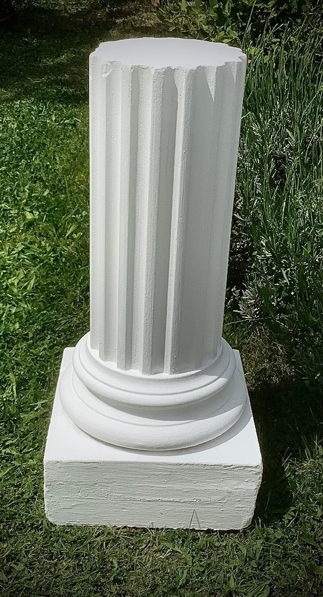 Pair Of Fluted Columns In Ionic Style Plaster Late XIX Eme-photo-8