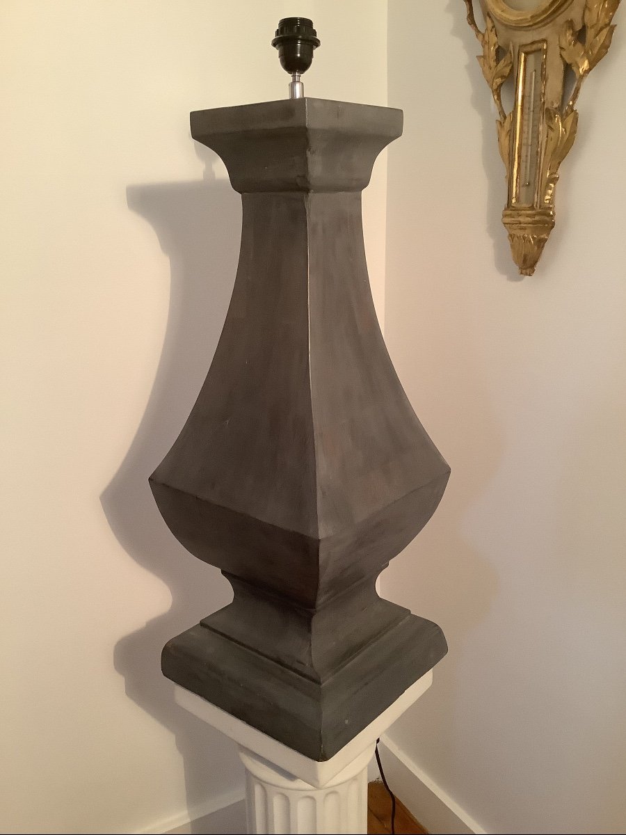 Maria Pergay In The Taste Of: Vintage Neo Classic Lamp Zinc Gray Lacquered Wood-photo-1