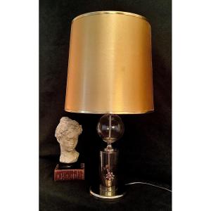 Philippe Barbier (in The Taste Of). Living Room Lamp In Glass And Golden Metal