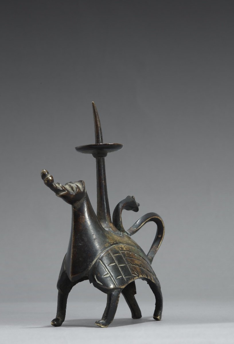 Gothic Bronze Candlestick, Germany13th-14th Century-photo-2