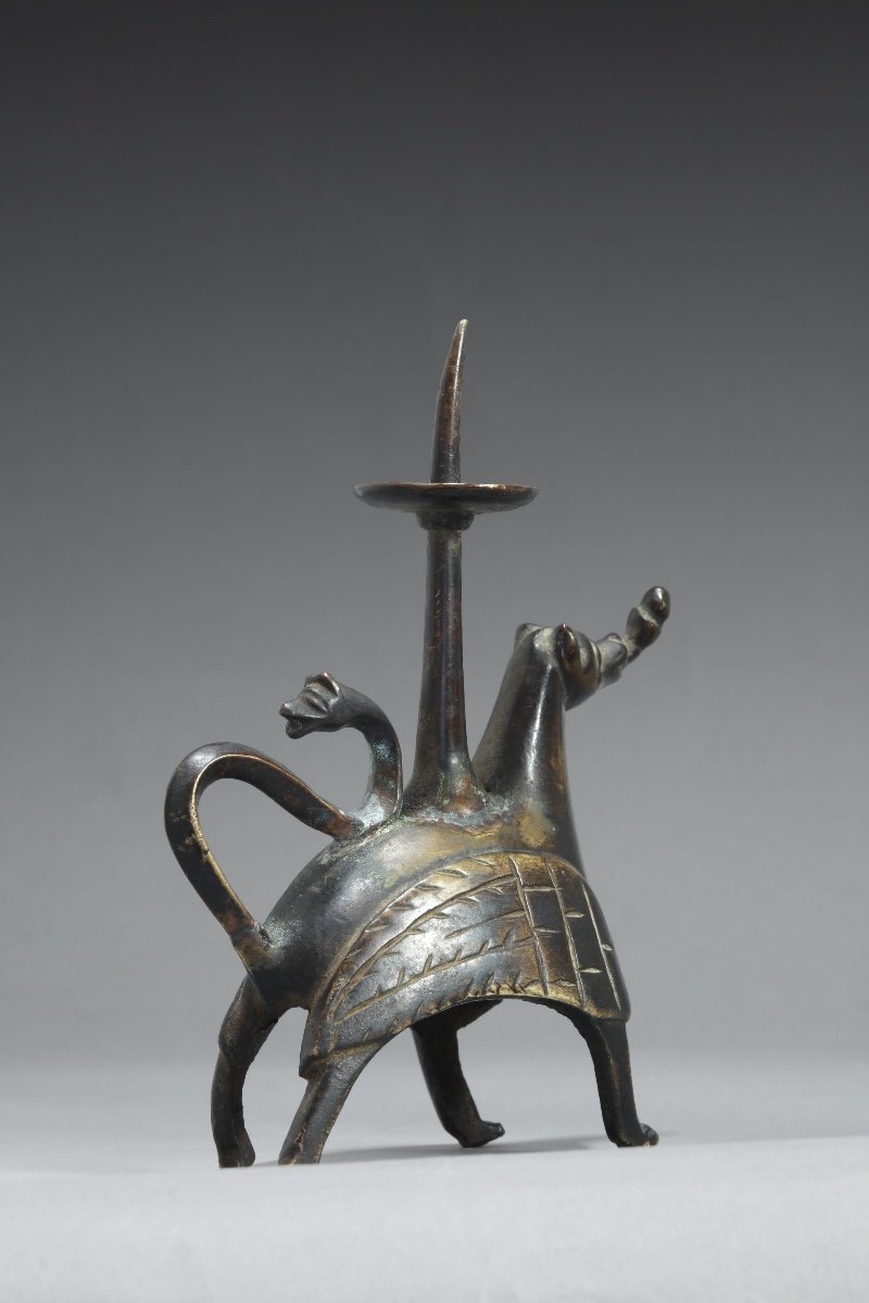 Gothic Bronze Candlestick, Germany13th-14th Century-photo-4