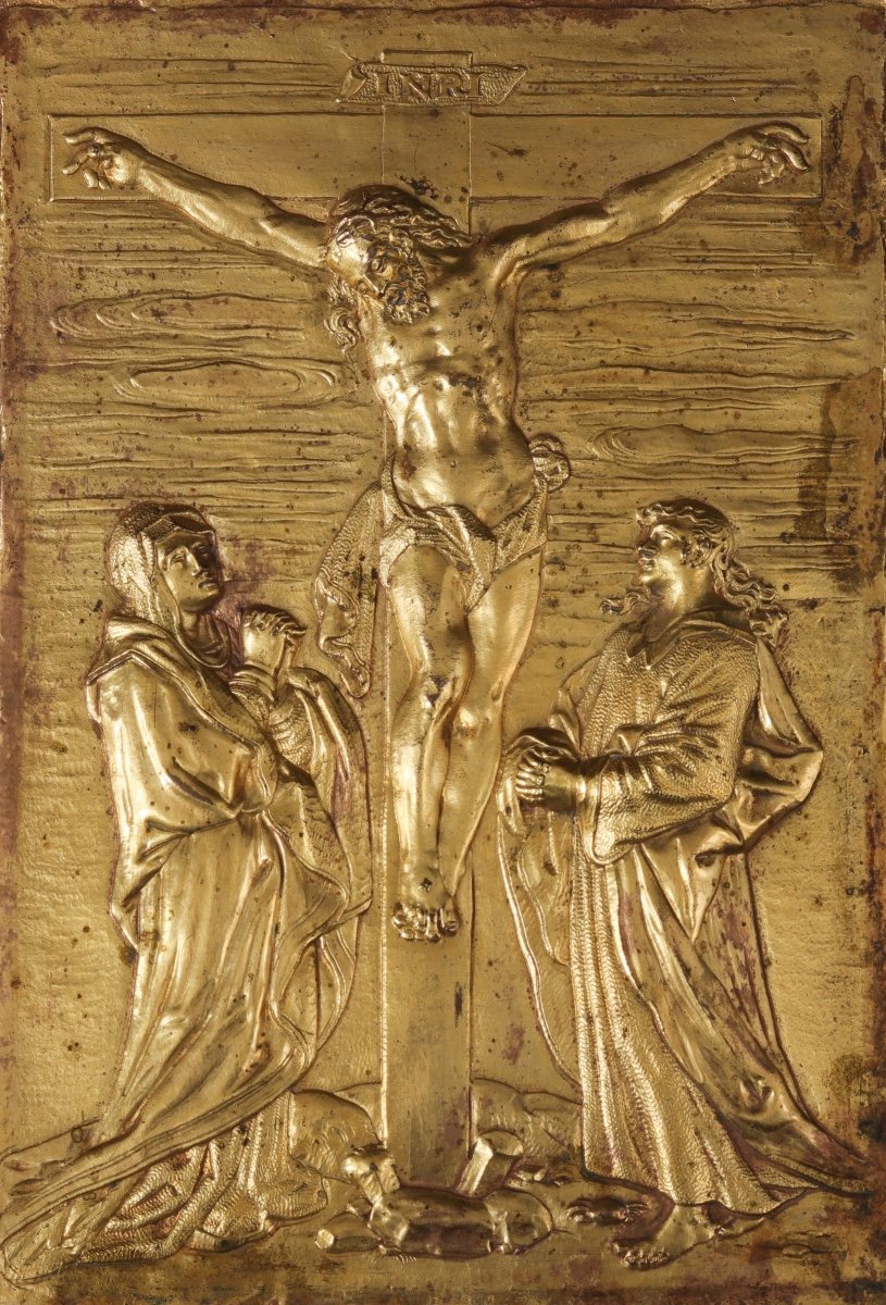 Crucifixion, Plaquette En Bronze Renaissance XVIe Siècle