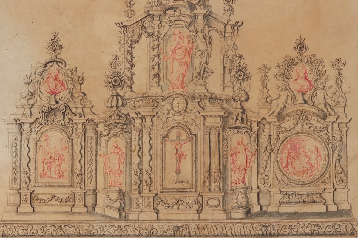 Dessin Projet De Retable XVIIe