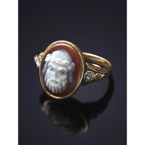 Gold Ring With Bachic Mask Cameo