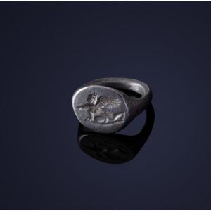 5th C. Bc Greek Silver Ring, Winged Eros