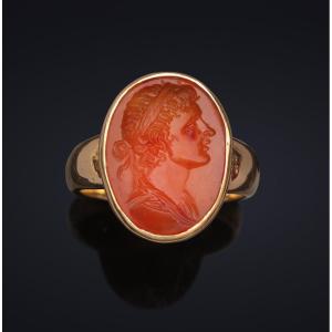 Gold Ring With Antique Carnelian Intaglio