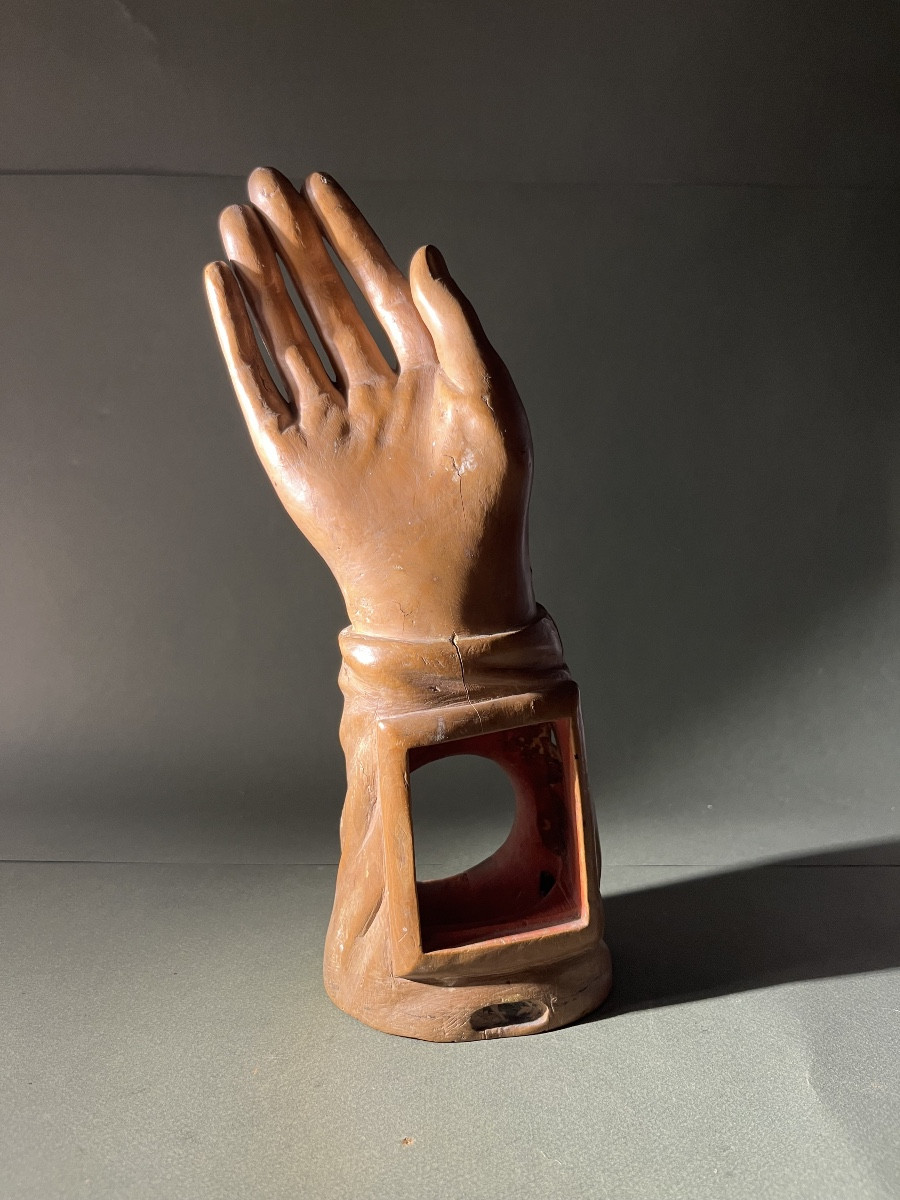 Bras Reliquaire En Bois Sculpté - XVIIIe Siècle 18e-photo-3