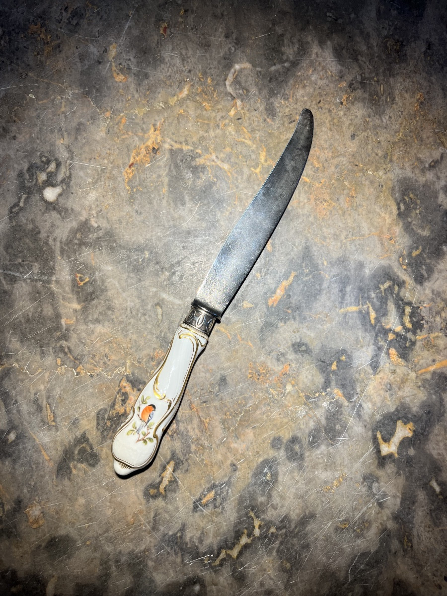 Knife With Meissen Porcelain Handle - 18th Century-photo-2