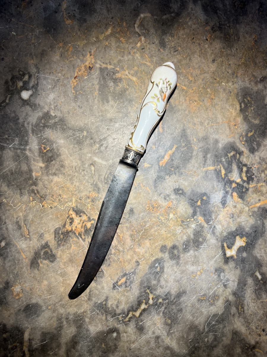 Knife With Meissen Porcelain Handle - 18th Century