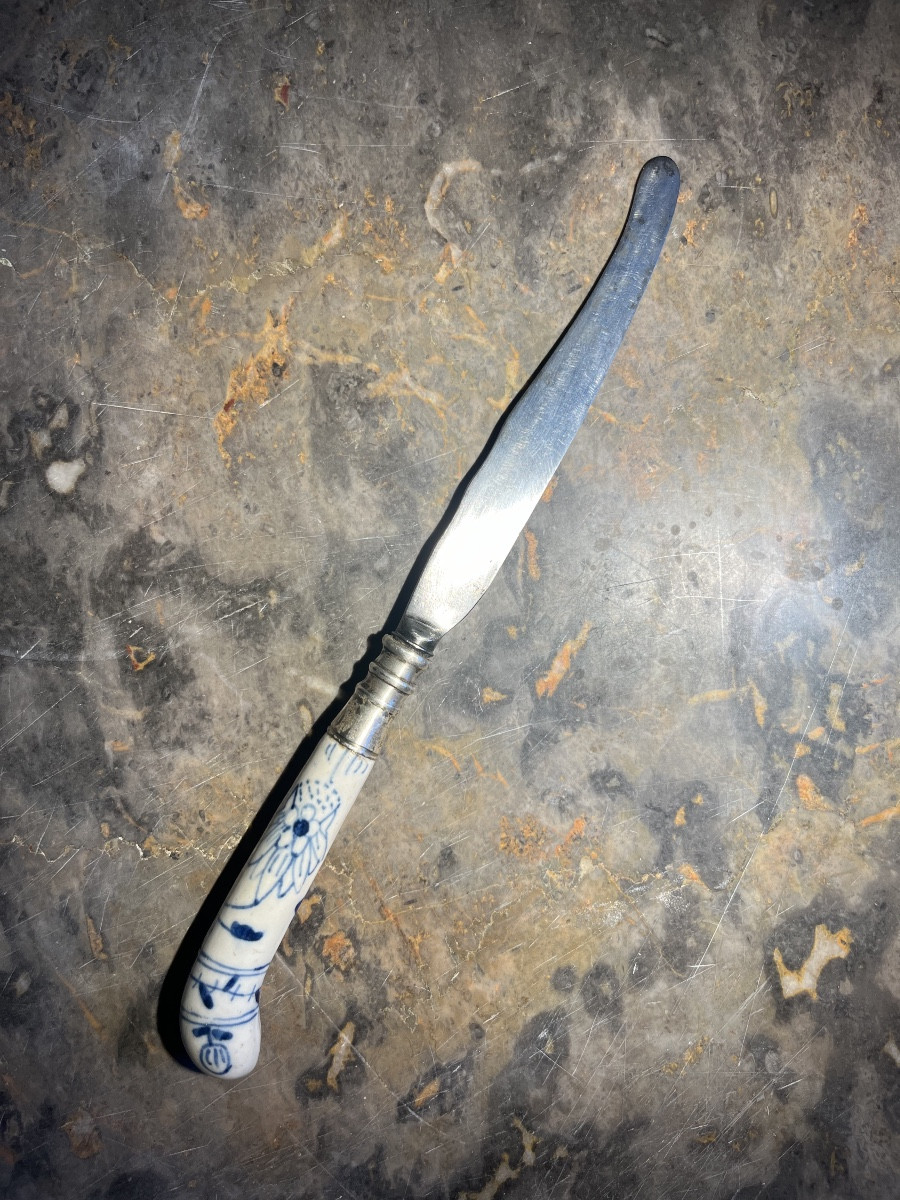 Knife With Chantilly Porcelain Handle - 18th Century-photo-2