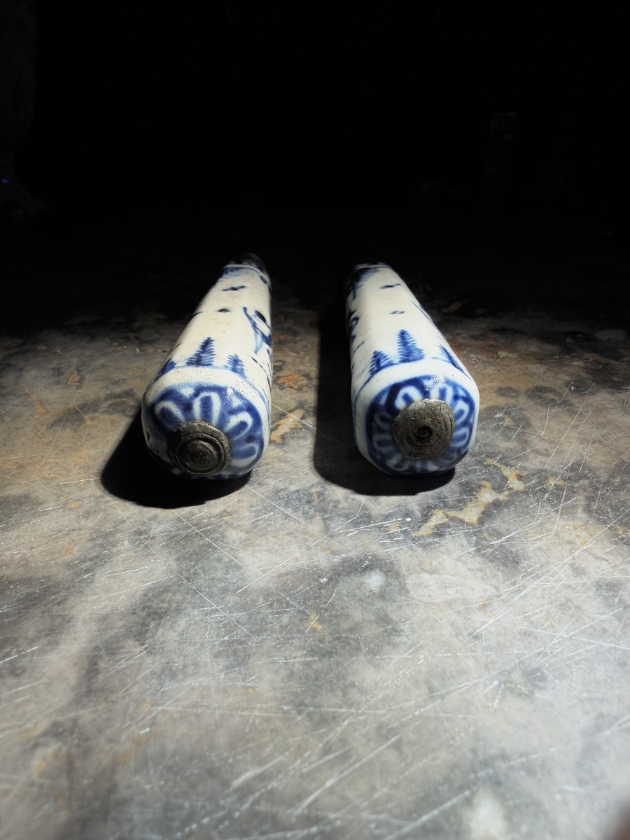 Paire de coutreaux en porcelaine de Saint-Cloud - XVIIIe siècle 18e-photo-2