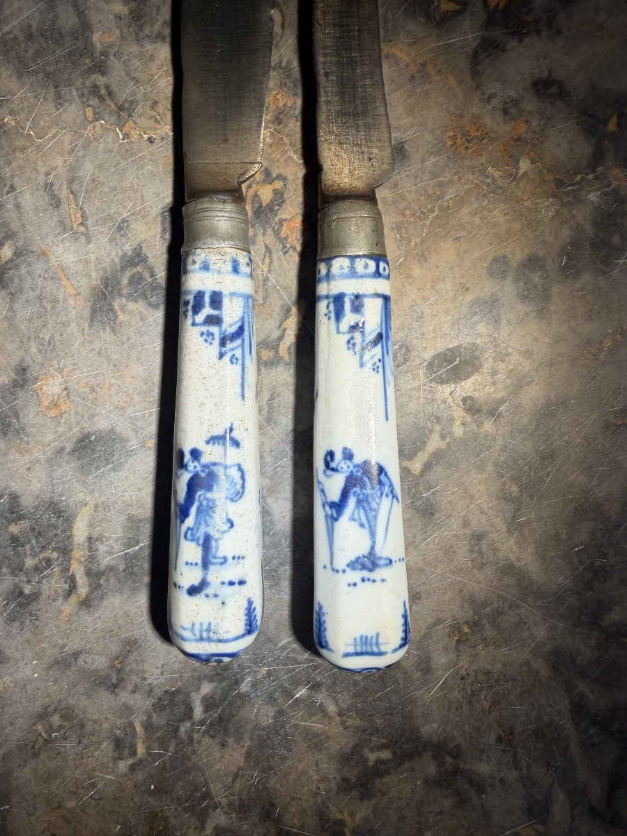 Paire de coutreaux en porcelaine de Saint-Cloud - XVIIIe siècle 18e-photo-4