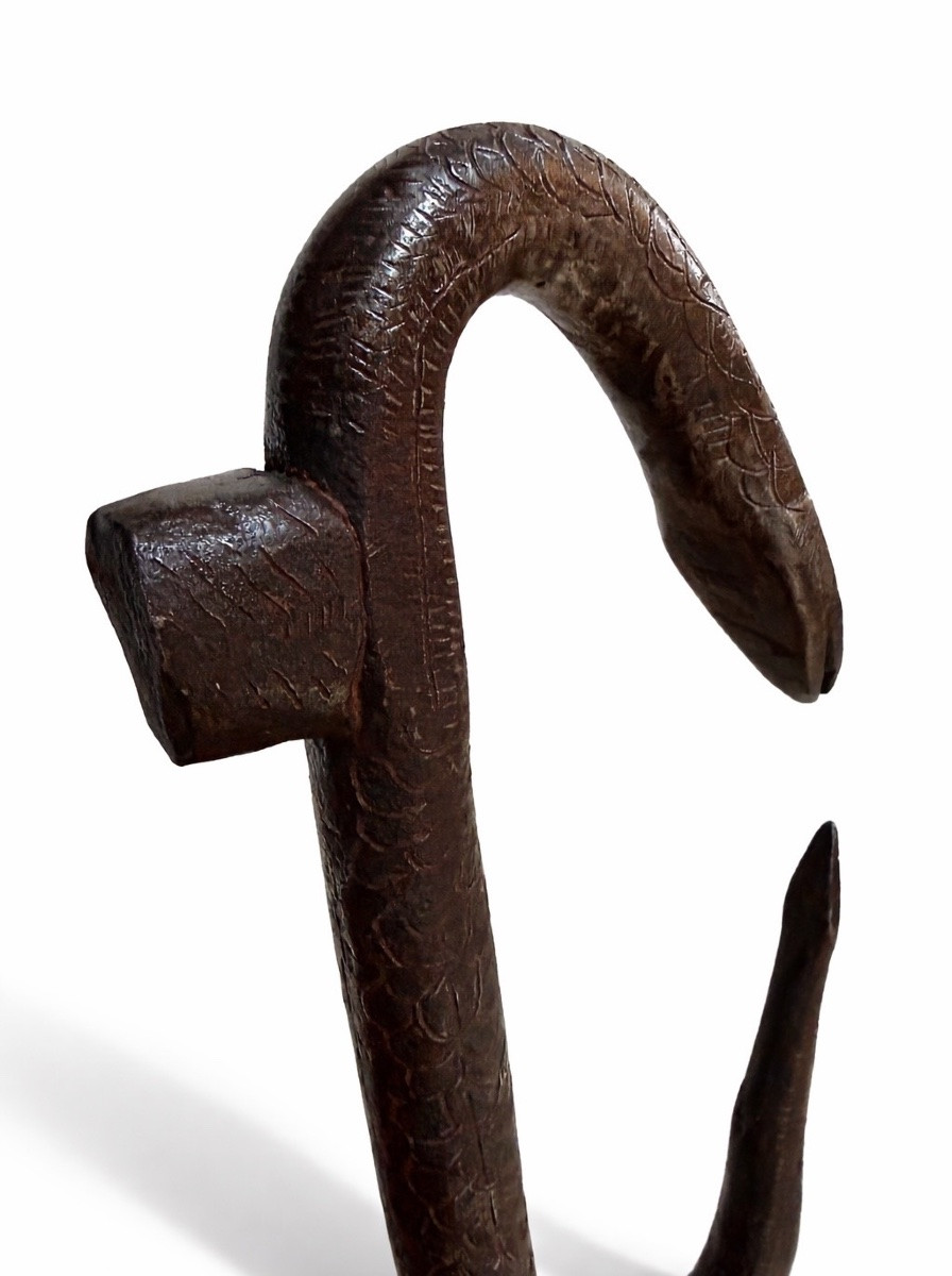 Wrought Iron Door Knocker In A Snake Form - 17th Century-photo-1