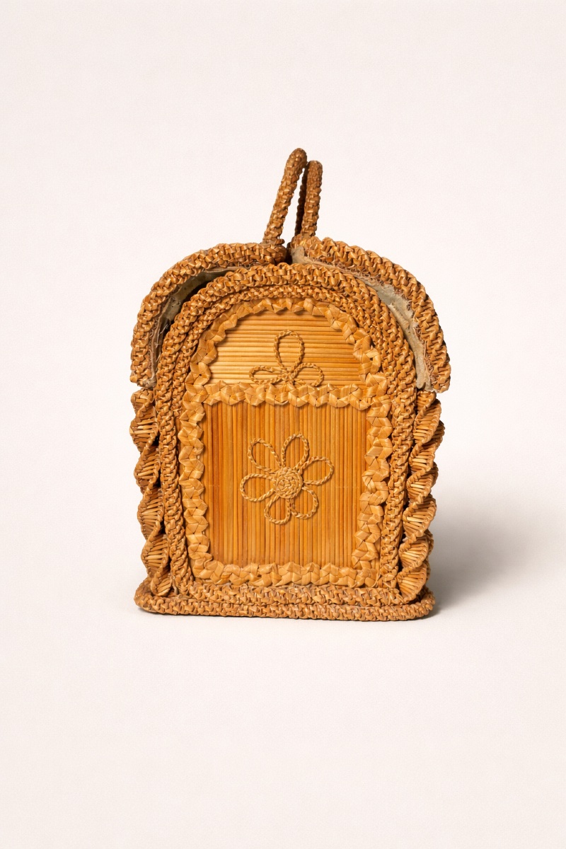 Straw Sewing Box - Folk Art - 19th Century-photo-1