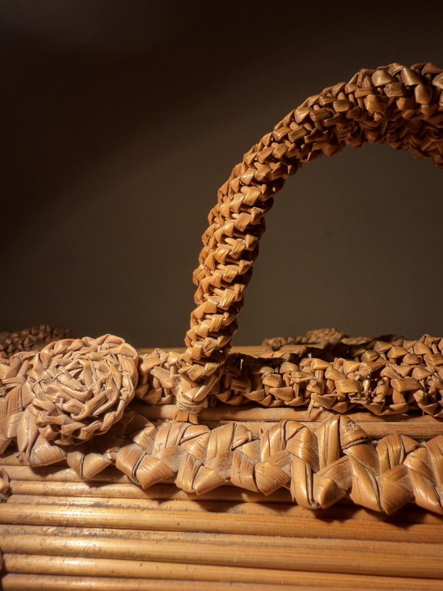 Straw Sewing Box - Folk Art - 19th Century-photo-6