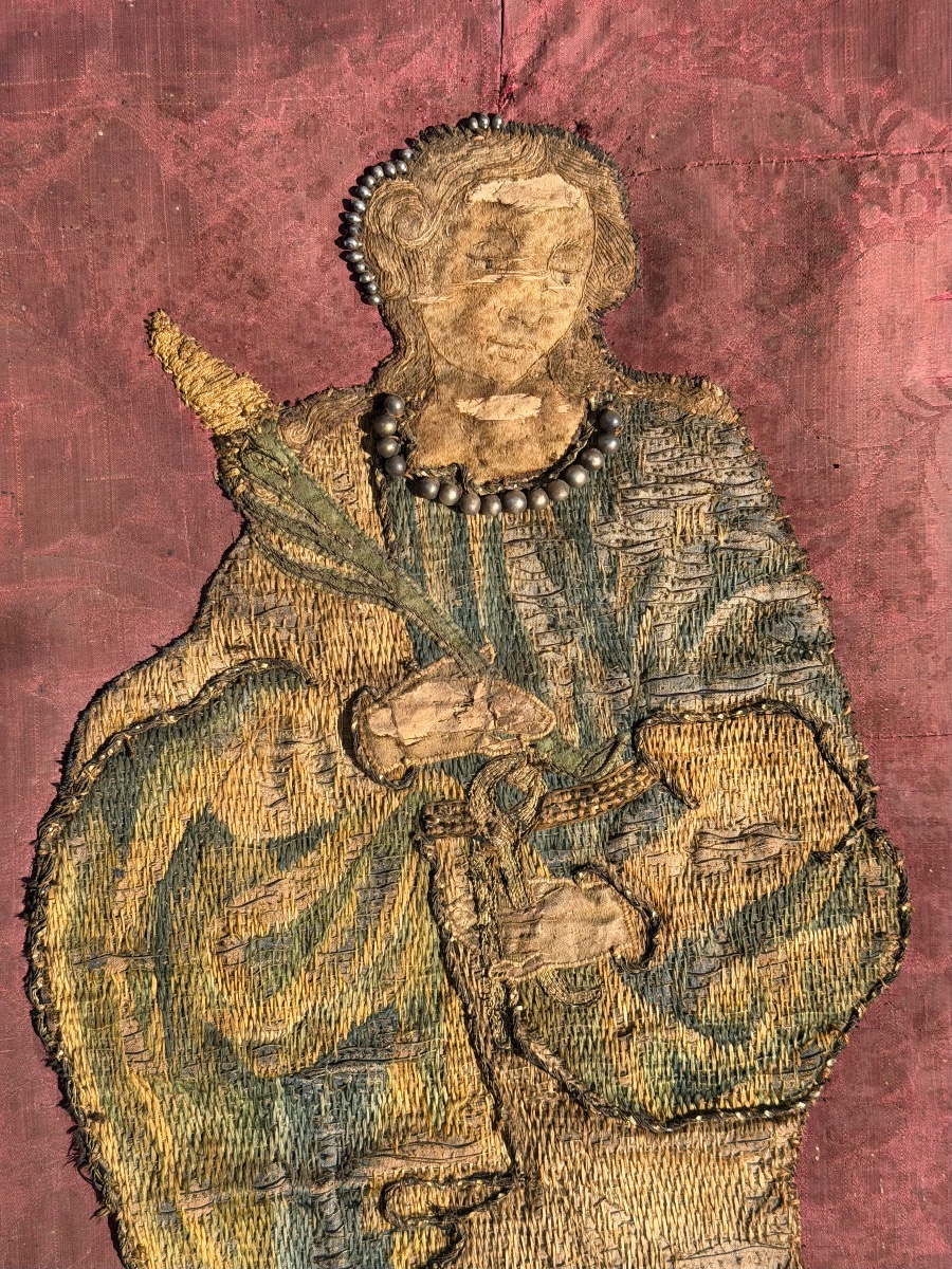 Orphrey / Embroidery Of Saint Apolline - 17th Century-photo-2