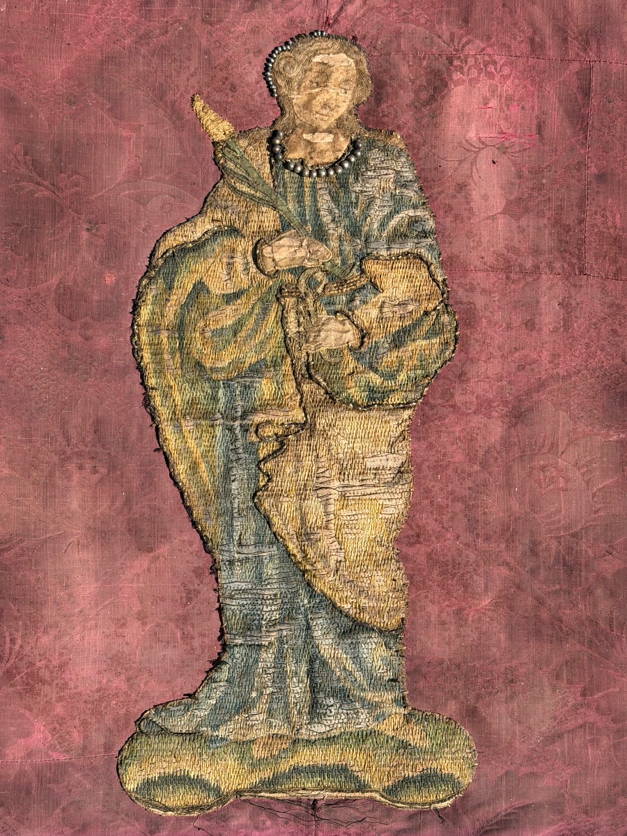 Orphrey / Embroidery Of Saint Apolline - 17th Century