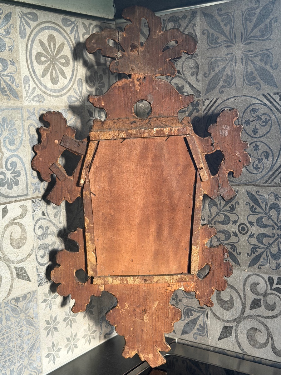 Italian Carved And Gilded Wooden Mirror -18th Century-photo-3