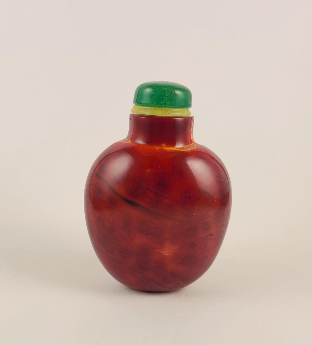 Tabatière Ovoïde En Verre Rouge Orangé-photo-3