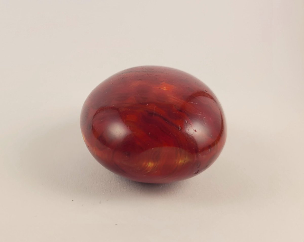 Tabatière Ovoïde En Verre Rouge Orangé-photo-2