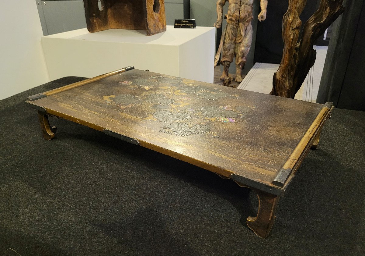 Table basse - Décor De Chrysanthème - Laque Et Nacre - Bundai-photo-3