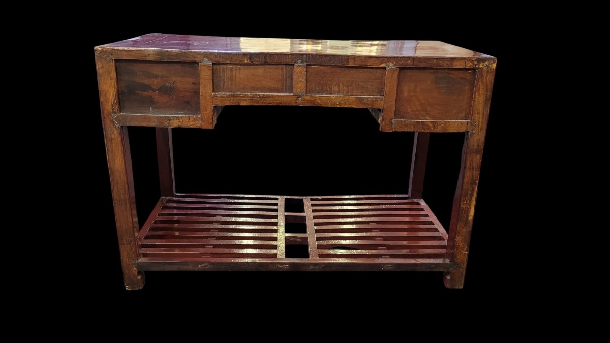 Bureau laqué rouge avec sa chaise, Chine, XIXe-XXe siècle-photo-2