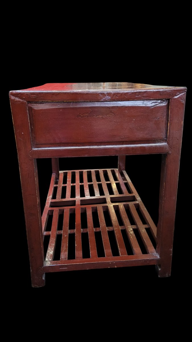 Bureau laqué rouge avec sa chaise, Chine, XIXe-XXe siècle-photo-4