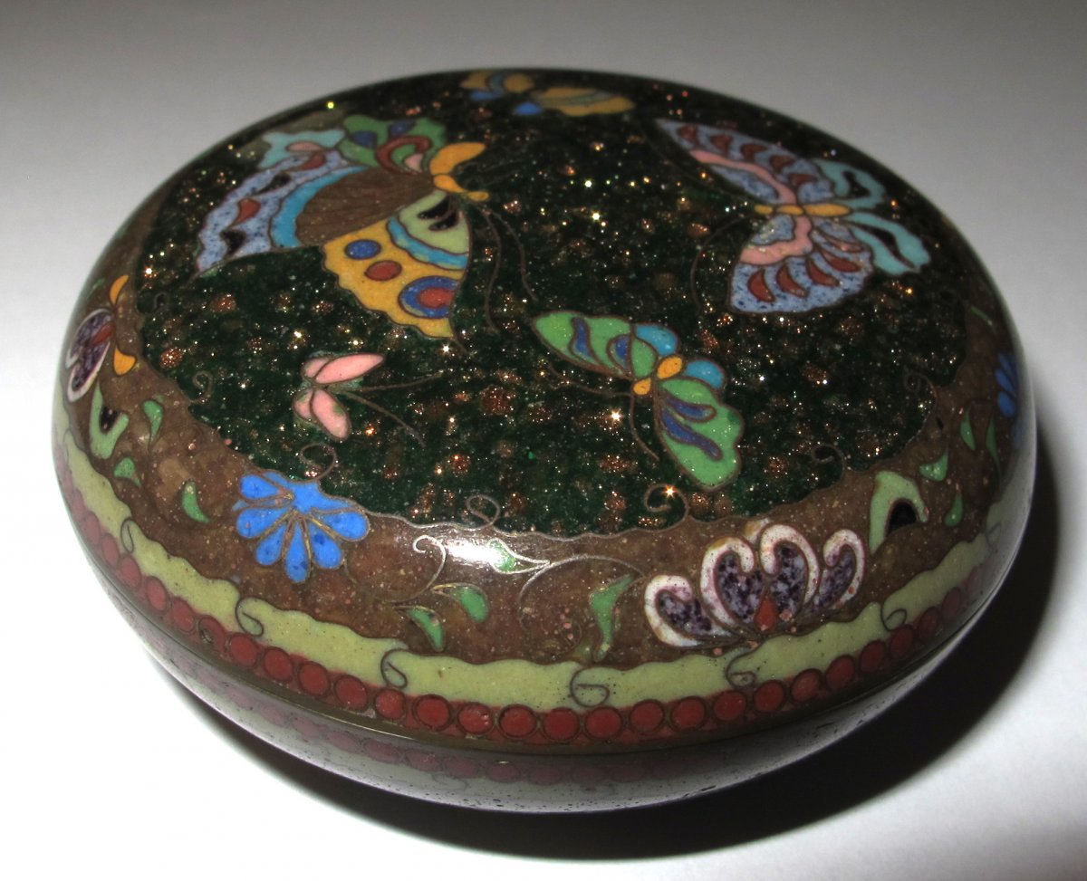 Round Box In Cloisonne Enamels.