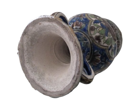 Vase en forme de lampe de mosquée en céramique Qajar-photo-4