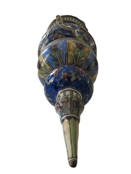 Vase en forme de lampe de mosquée en céramique Qajar-photo-2