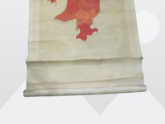 Chinese Painting On Paper Mounted In Kakemono. Red Zhong Kui-photo-4