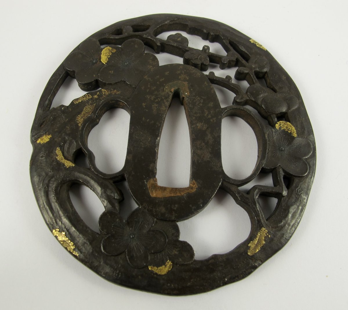 Tsuba Marugata En Fer - Pruniers En Fleur-photo-2