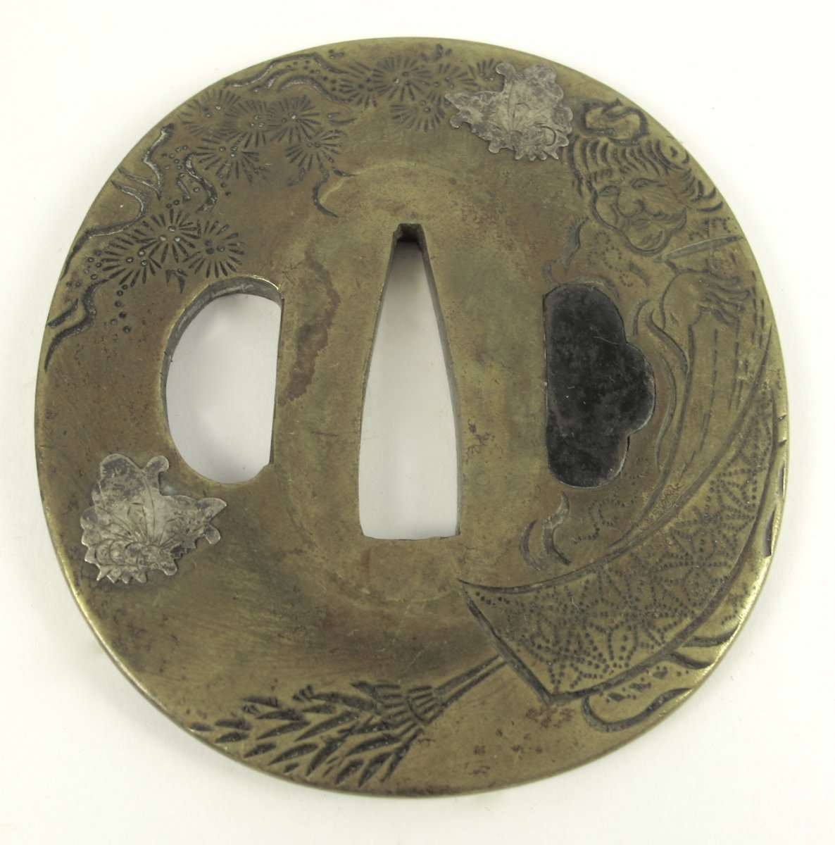 Tsuba Nagamaru Gata - The Poet Jittoku And His Broom