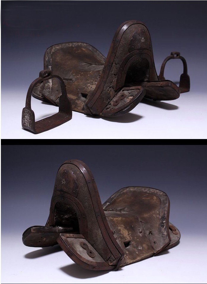 Rare Saddle And Pair Of Stirrups Of Korean Origin