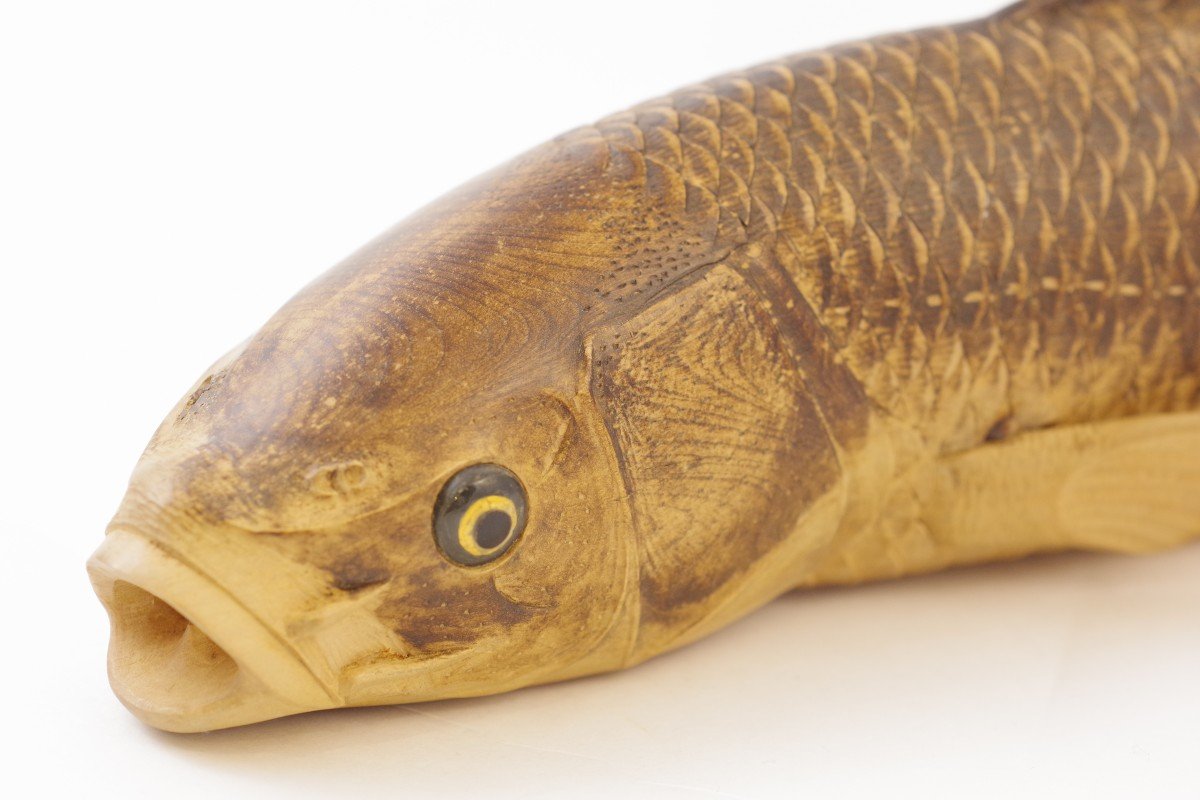 Superb Carp In Carved Boxwood-photo-2