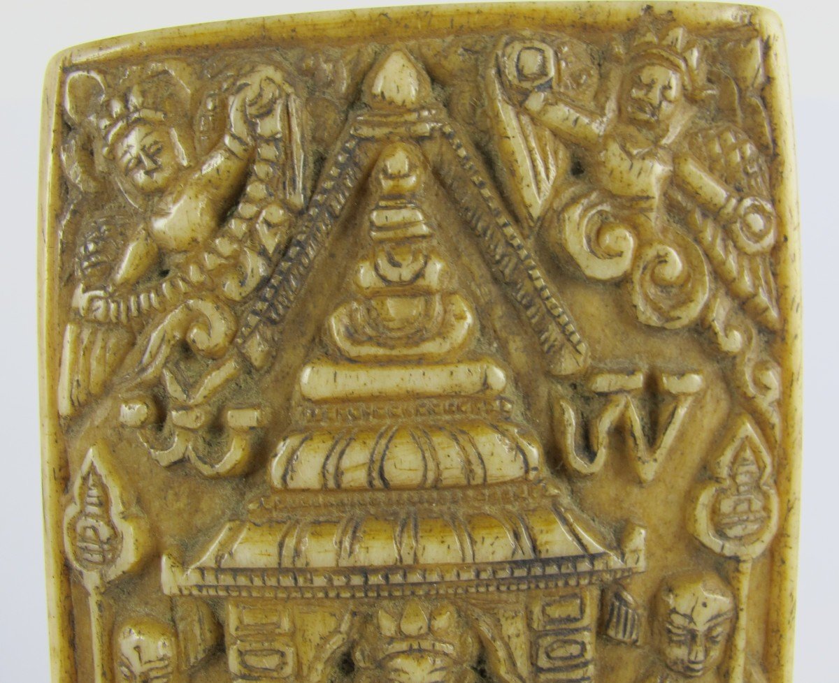 Plaque Votive En Os - Tibet, 18ème siècle-photo-4