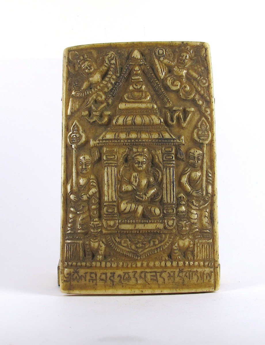 Plaque Votive En Os - Tibet, 18ème siècle-photo-1